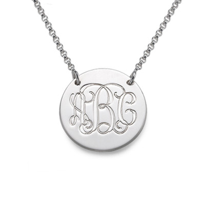 Monogram Disc Necklace in Sterling Silver - All Birthstone™