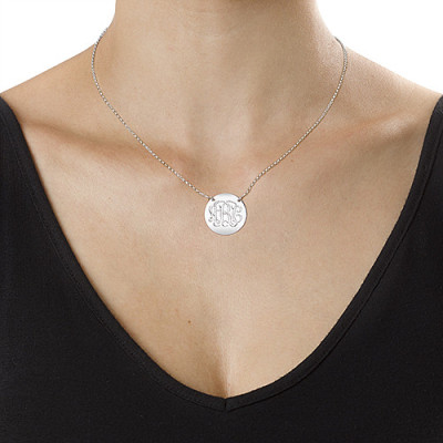 Monogram Disc Necklace in Sterling Silver - All Birthstone™