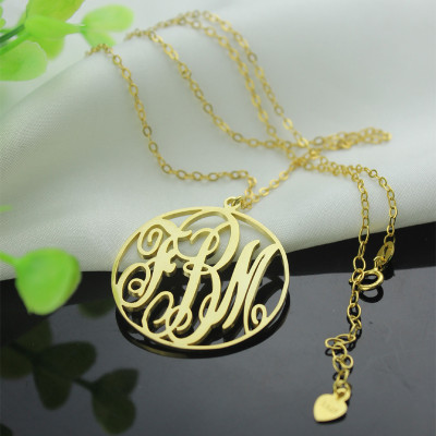 18ct Gold Plated Circle Initial Monogram Necklace - All Birthstone™