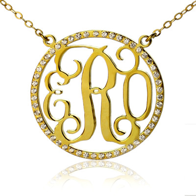 18ct Gold Plated Circle Birthstone Monogram Necklace  - All Birthstone™