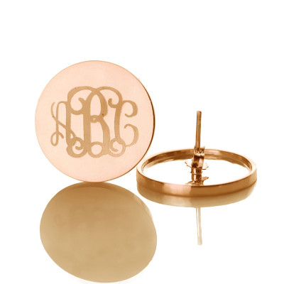 Circle Monogram 3 Initial Earrings Name Earrings Solid 18ct Rose Gold - All Birthstone™