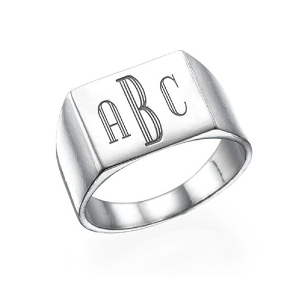 Monogrammed Signet Ring in Silver - All Birthstone™