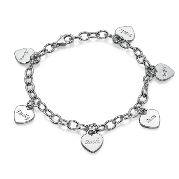Mum Charm Bracelet/Anklet with Personalised Hearts - All Birthstone™