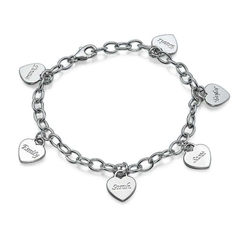 Engraved Heart Charm Bracelet