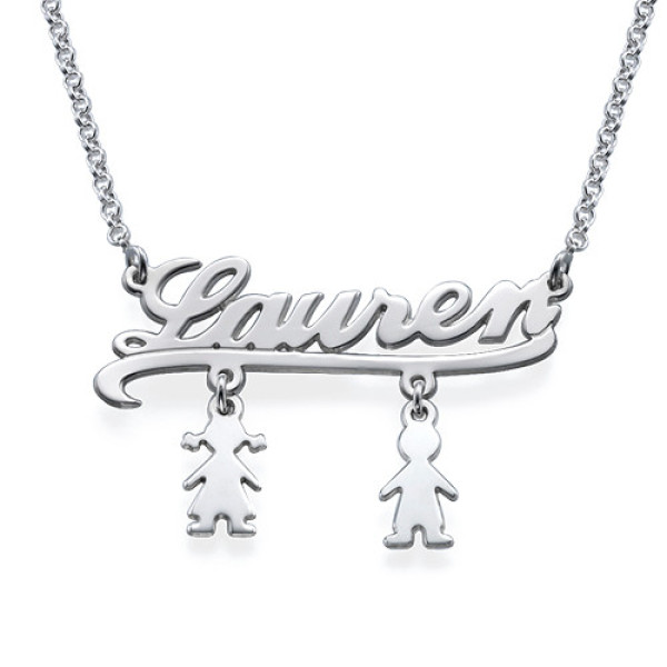 Mummy Name Necklace with Kids Charms - All Birthstone™