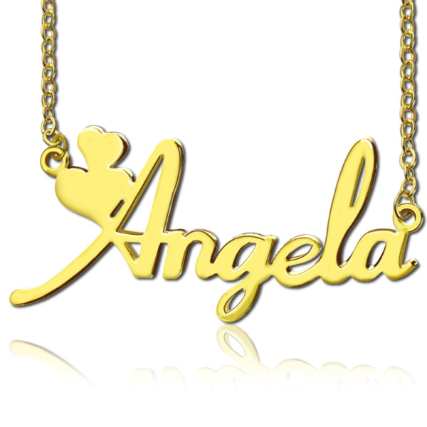 Personalised Solid Gold Fiolex Girls Fonts Heart Name Necklace - All Birthstone™