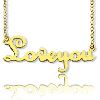 Personalised 18ct Gold Plated French Font I Love You Name Necklace - All Birthstone™