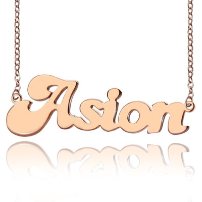 Personalised 18ct Rose Gold Plated BANANA Font Style Name Necklace - All Birthstone™