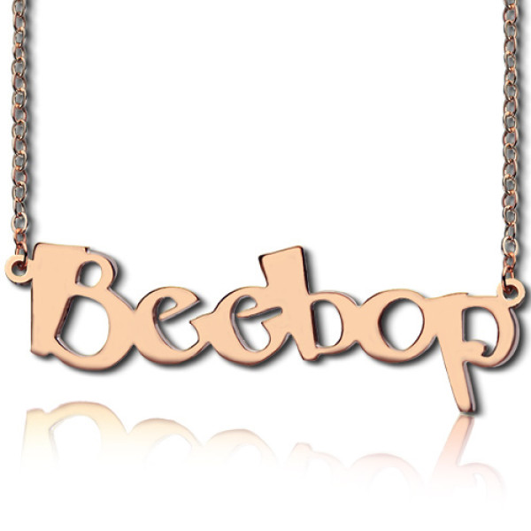 Solid Rose Gold Personalised Beetle font Letter Name Necklace - All Birthstone™
