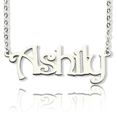 925 Sterling Silver Harrington Font Name Necklace - All Birthstone™