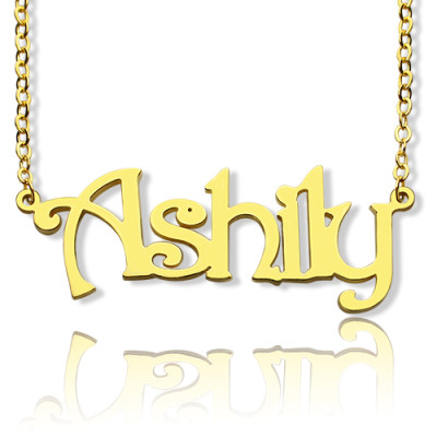 Solid Gold Harrington Font Name Necklace-18ct Gold Plated - All Birthstone™