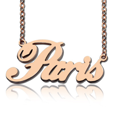 Paris Hilton Style Name Necklace 18ct Solid Rose Gold Plated - All Birthstone™