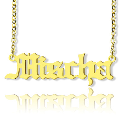 Mischa Barton Old English Font Name Necklace 18ct Gold Plated - All Birthstone™