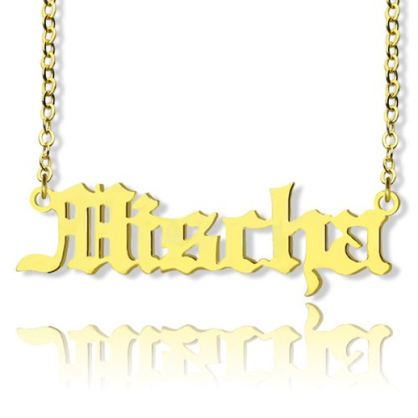 Old English Name Necklace 18ct Gold Plated - All Birthstone™