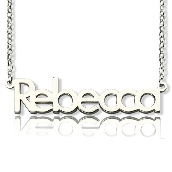 Solid White Gold Rebecca Style Name Necklace - All Birthstone™