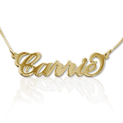 18ct Gold-Plated Silver Carrie Name Necklace - All Birthstone™