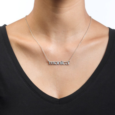 Nameplate Necklace in Lowercase Font - All Birthstone™
