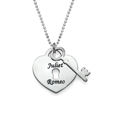 Personalised Heart Lock with Key Pendant - All Birthstone™
