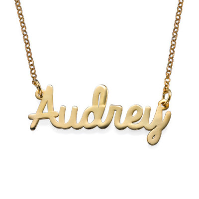 18k Gold Platied Cursive Name Necklace - All Birthstone™