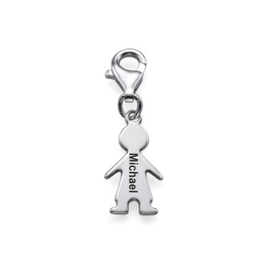 Personalised Silver Boy Pendant on Lobster Clasp - All Birthstone™