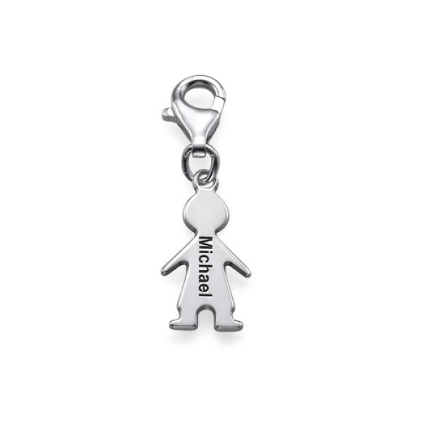Personalised Silver Boy Pendant on Lobster Clasp - All Birthstone™