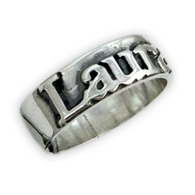 Personalised Silver on Silver Name Ring - All Birthstone™