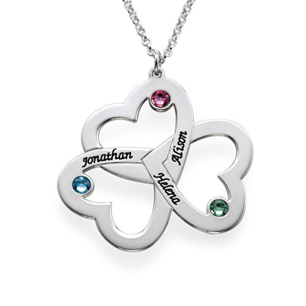 Personalised Triple Heart Necklace - All Birthstone™