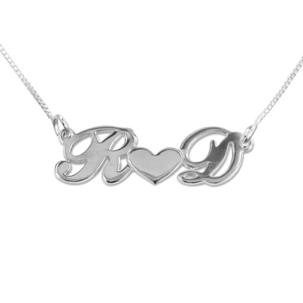 Personalised Silver Couples Heart Necklace - All Birthstone™