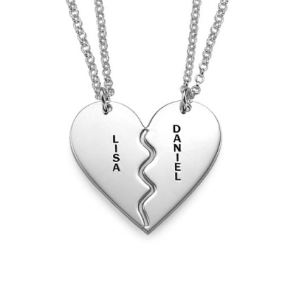 Personalised Silver Breakable Heart Necklaces - All Birthstone™