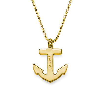 18ct Gold Plated Sterling Silver Anchor Necklace - All Birthstone™
