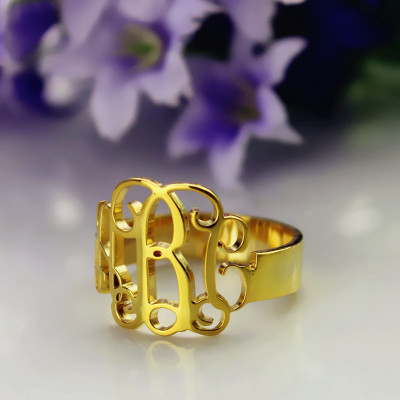 18ct Gold Plated Monogram Ring Cut Out - All Birthstone™