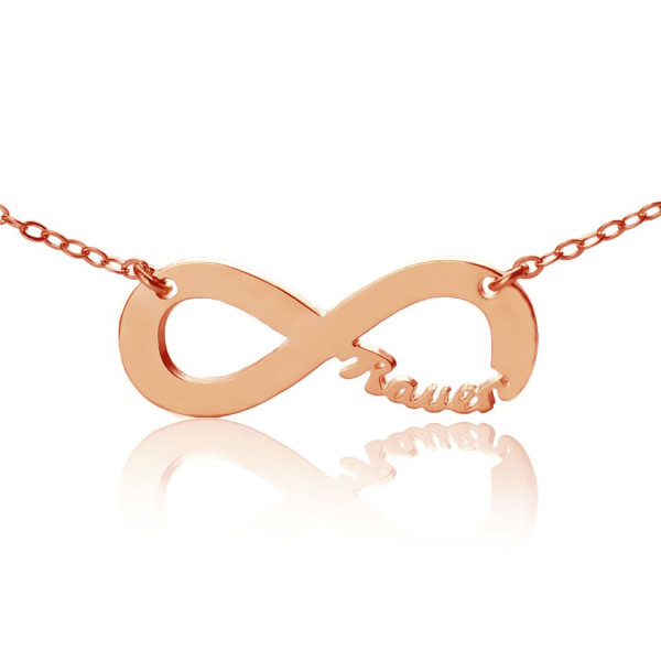 Rose Gold Plated Infinity Necklace Cut Out Name - All Birthstone™