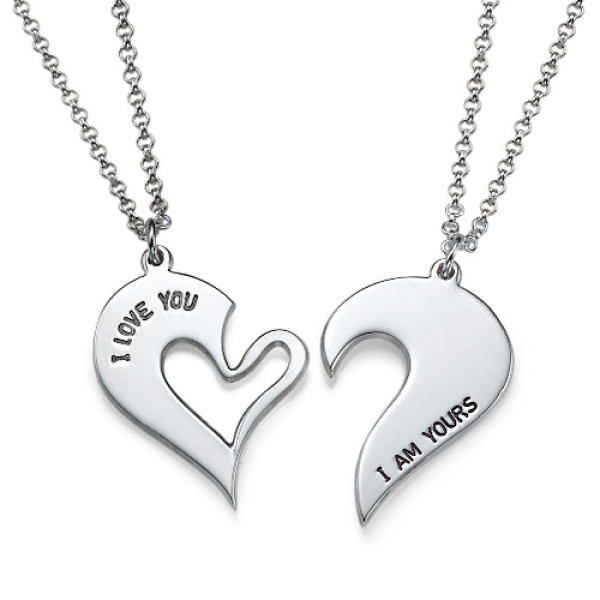 Silver Couples Breakable Heart Necklace - All Birthstone™