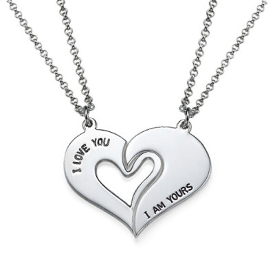 Silver Couples Breakable Heart Necklace - All Birthstone™