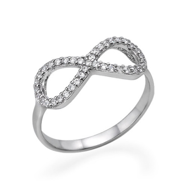 Silver Cubic Zirconia Encrusted Infinity Ring - All Birthstone™