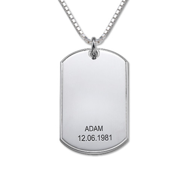 Father's Day Gifts - Silver Dog Tag Necklace - All Birthstone™