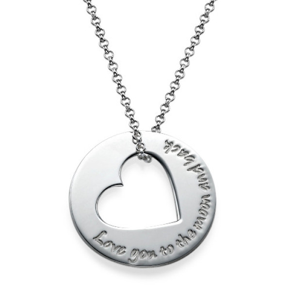 Silver Engraved Necklace with Heart Cut Out - All Birthstone™