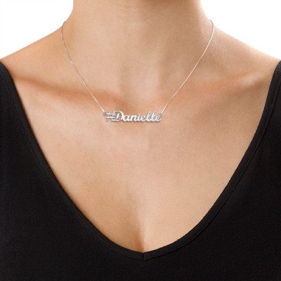 Silver Hashtag Necklace - All Birthstone™