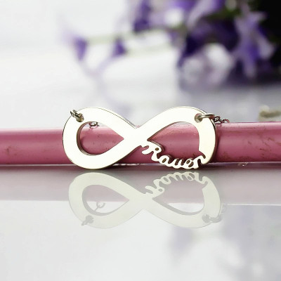 Sterling Silver Infinity Name Necklace - All Birthstone™