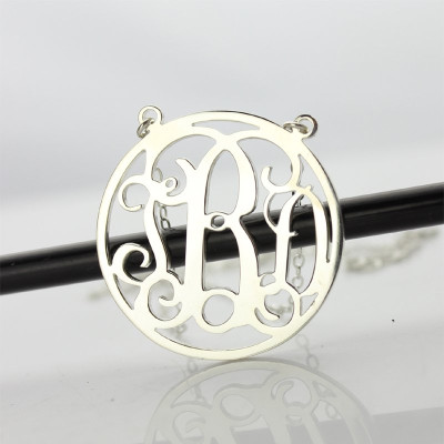 Sterling Silver Block Monogram Pendant Necklace - All Birthstone™