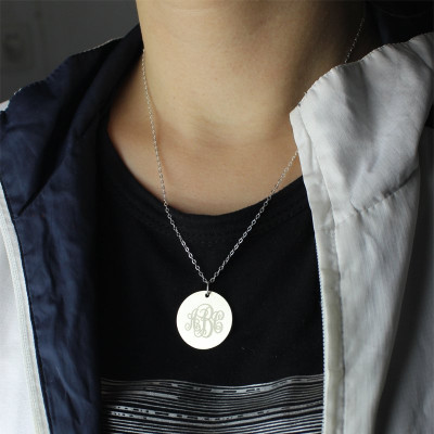 Engraved Disc Monogram Necklace Sterling Silver - All Birthstone™