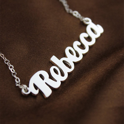 Personalised Sterling Silver Puff Font Namplate Necklace - All Birthstone™