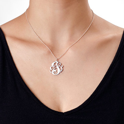 Silver Swirly Initial Necklace - All Birthstone™