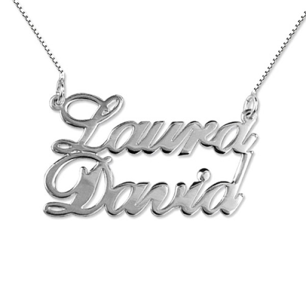Silver Two Name Pendant Necklace - All Birthstone™