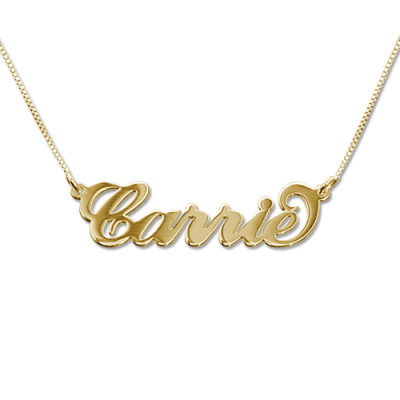 Small 18ct Gold-Plated Silver Carrie Name Necklace - All Birthstone™