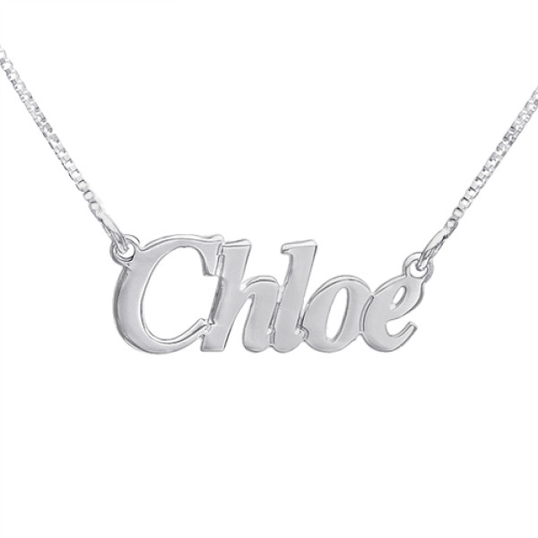 Small Angel Style Silver Name Necklace - All Birthstone™