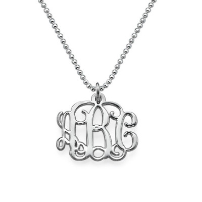 Small Silver Monogram Necklace - Smaller Version - All Birthstone™