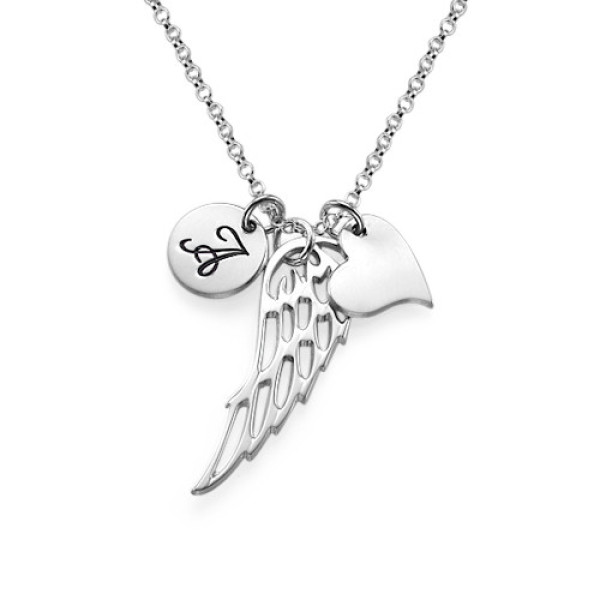Sterling Silver Angel Wing Necklace - All Birthstone™