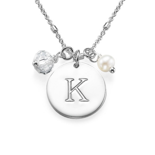 Sterling Silver Charm Initial Pendant - All Birthstone™