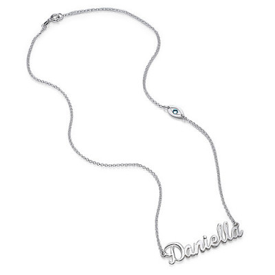 Sterling Silver Charm Name Necklace - All Birthstone™
